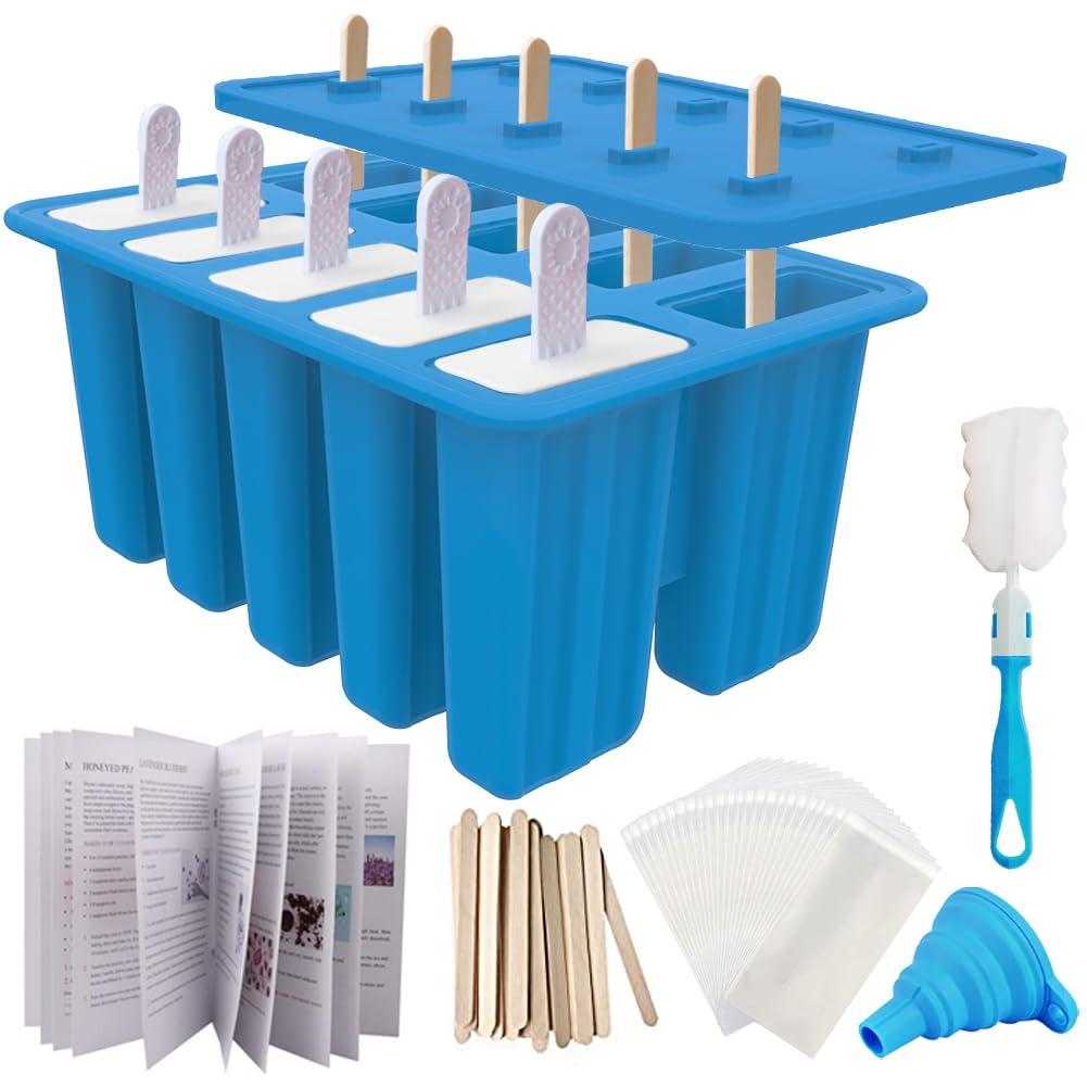 Miaowoof moldes paletas 10 cavidades, silicona segura para snacks caseros deliciosos.