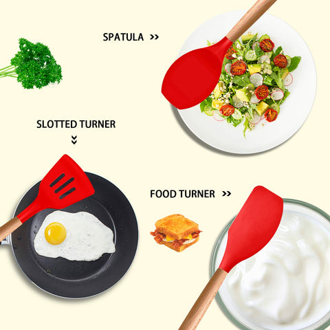 MIBOTE pinzas de cocina de silicona, útiles para voltear y servir sin dañar.