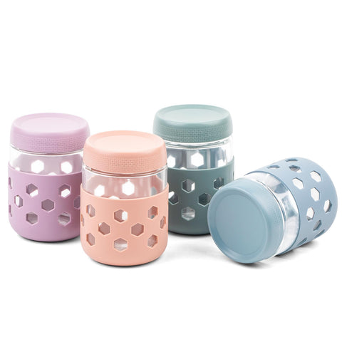 MICEBAY jarra de vidrio 16oz con manga de silicona aporta agarre y protección.