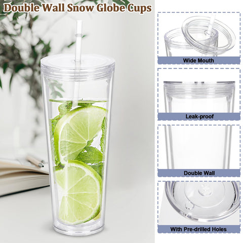 Micellwuu globo de nieve tumbler 24oz acrílico cristalino y seguro
