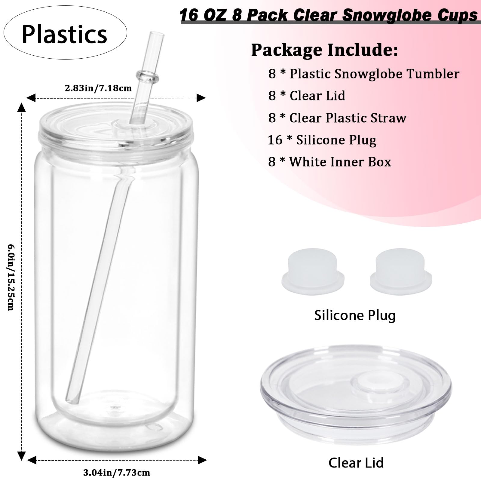 Tapa clara Micellwuu libre de BPA para vaso de nieve 16oz, sellado seguro