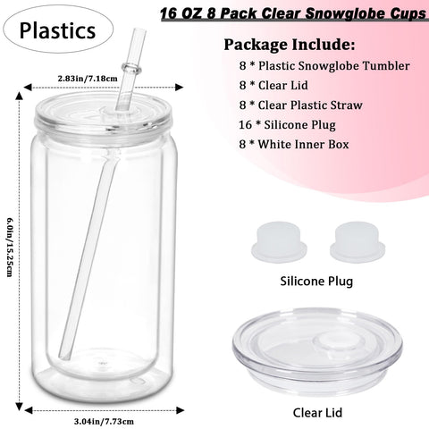 Tapa clara Micellwuu libre de BPA para vaso de nieve 16oz, sellado seguro