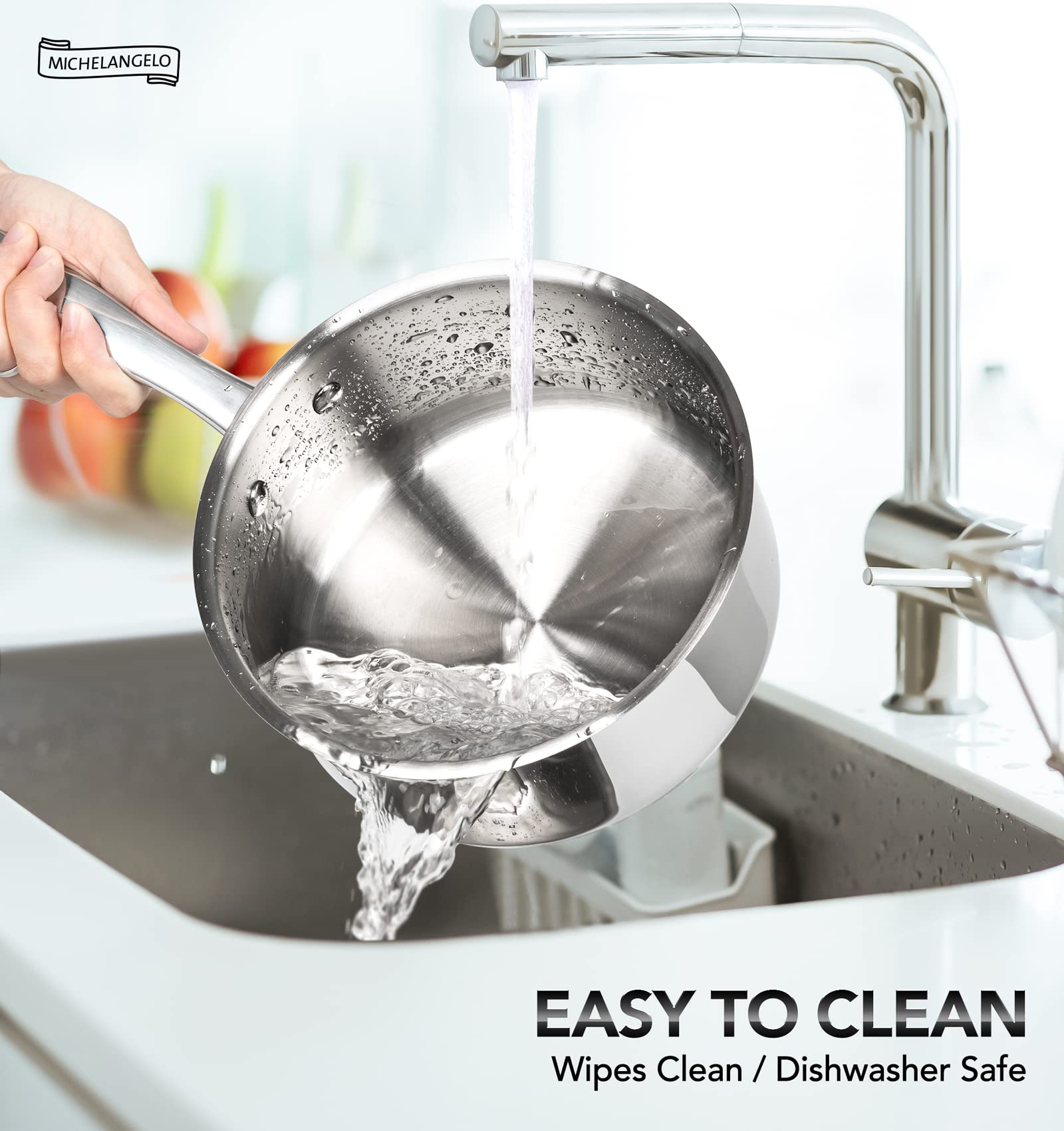 MICHELANGELO cacerola apta para inducción y horno, fácil limpieza