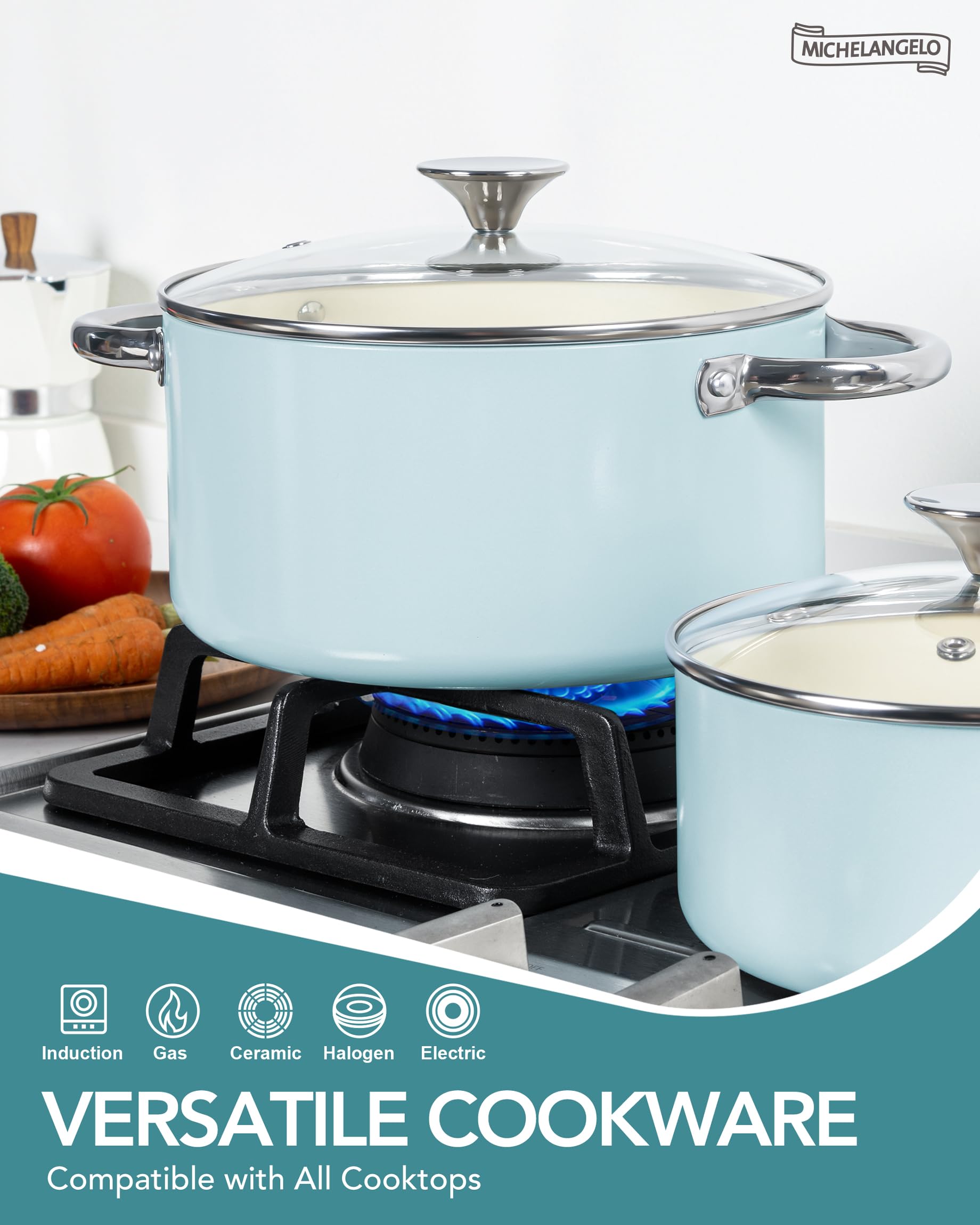 Cazo de 2 qt con tapa Michelangelo, ideal para salsas y acompañamientos.