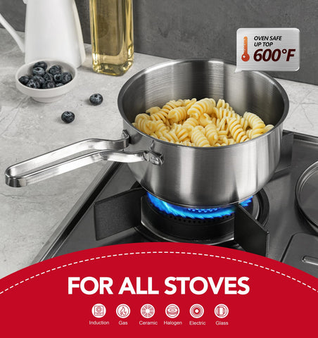 MICHELANGELO cazo con acabado cepillado, duradero para uso diario.