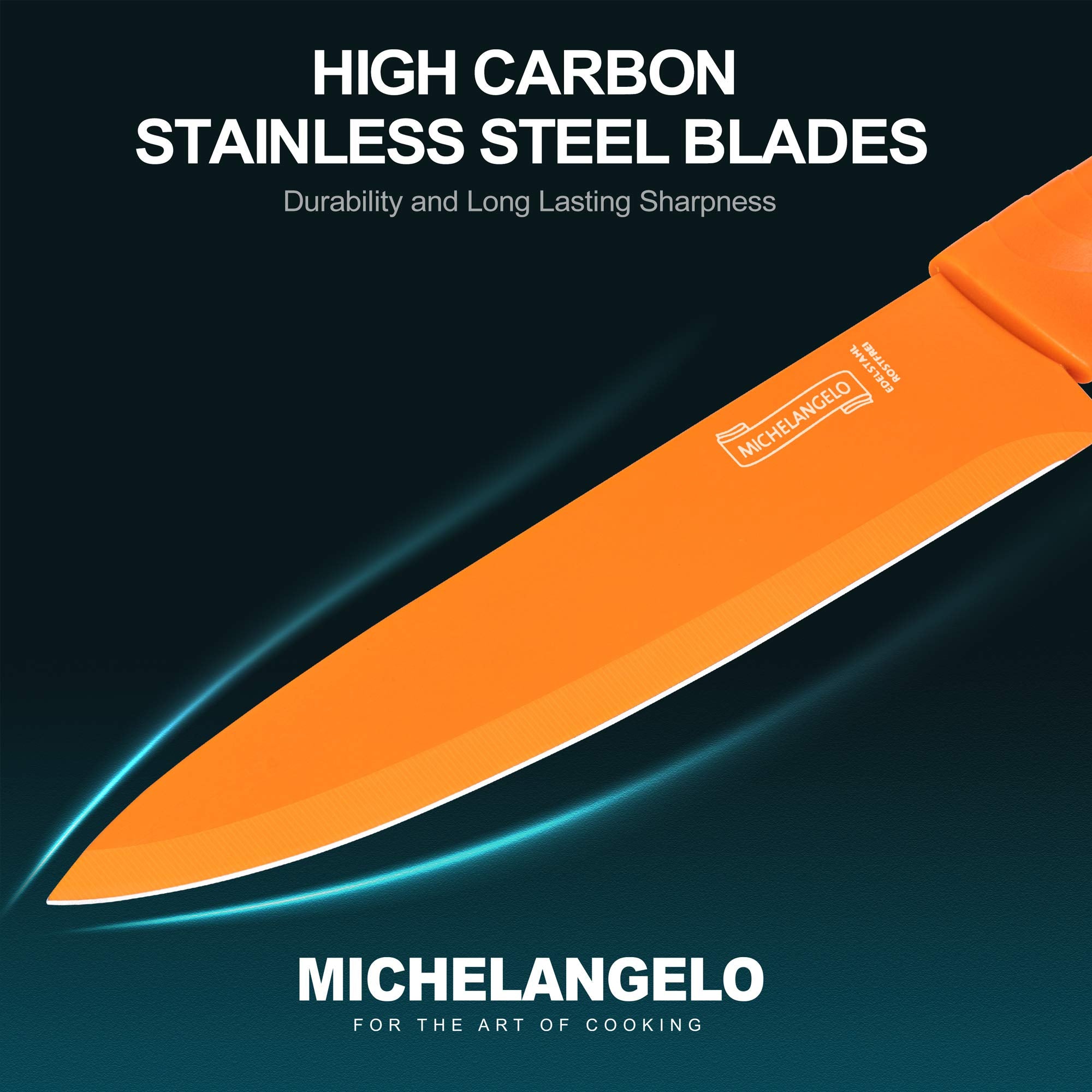 MICHELANGELO Cuchillo Chef destaca por su filo preciso para cortes diarios