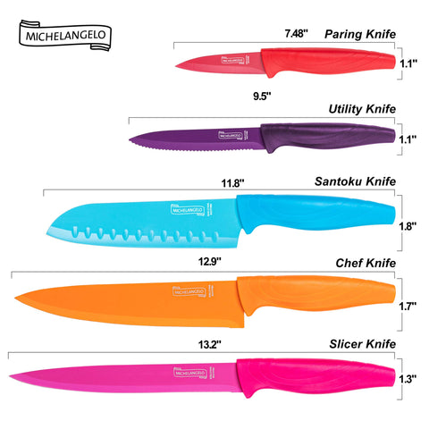 MICHELANGELO Cuchillo para rebanar con mango cómodo y control estable