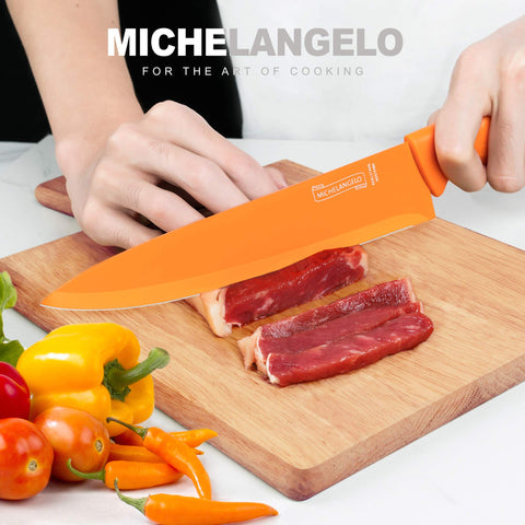 MICHELANGELO Cuchillo Santoku con recubrimiento colorido facilita cortar verduras