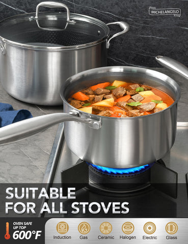 MICHELANGELO 3qt con tapa: ideal para guisos y sopas.