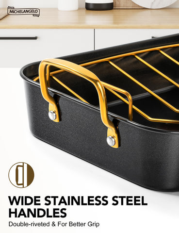 Mangos anchos MICHELANGELO para un manejo seguro al sacar del horno.