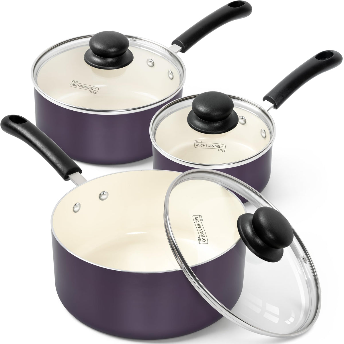 Olla MICHELANGELO cerámica 1qt con antiadherente facilita cocinar y limpiar.