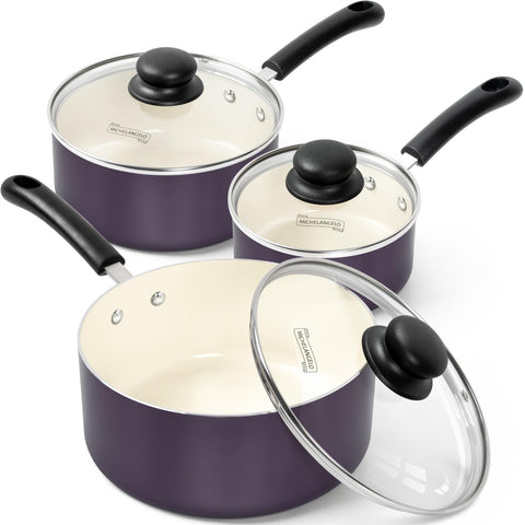 Olla MICHELANGELO cerámica 1qt con antiadherente facilita cocinar y limpiar.
