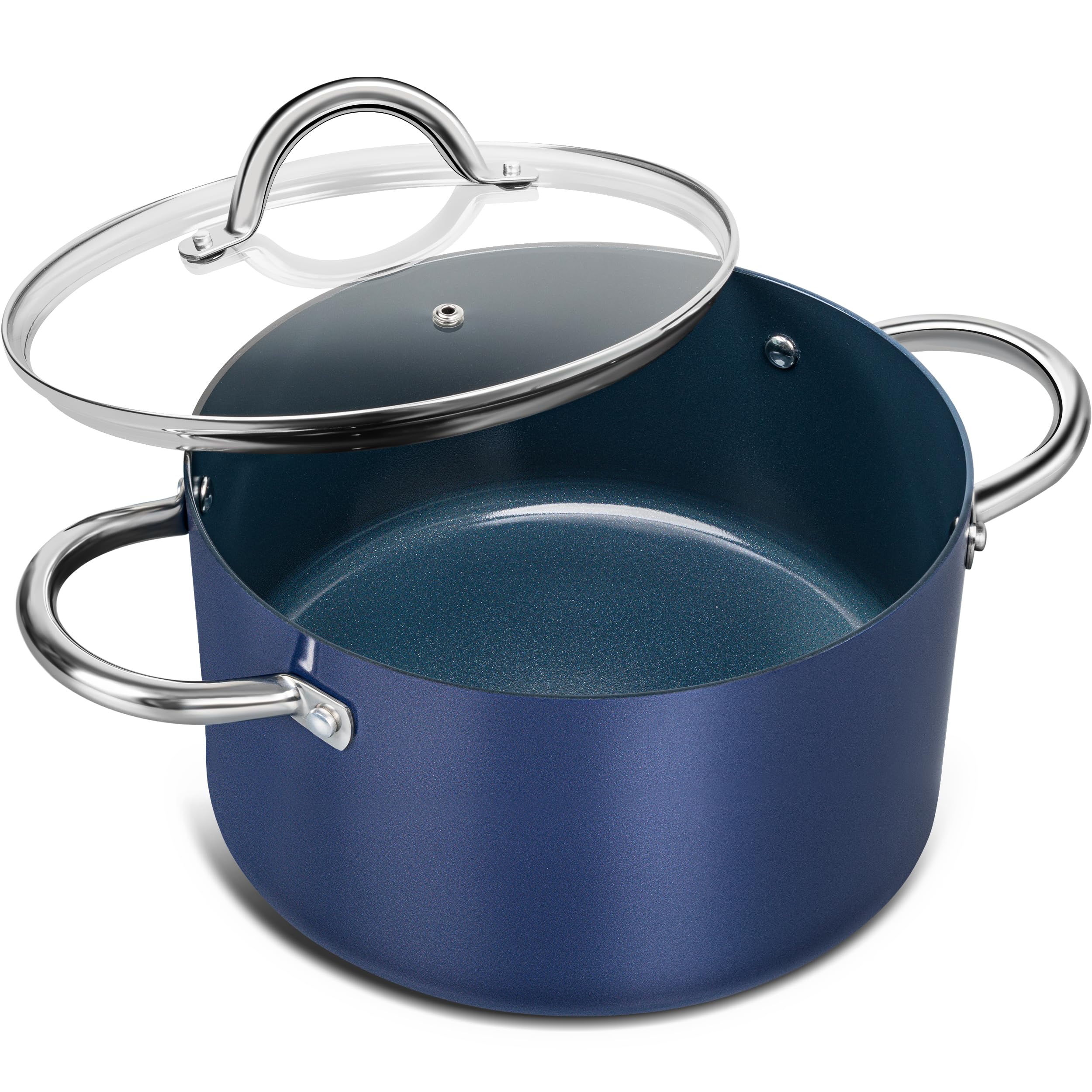 MICHELANGELO Olla de seis cuartos con tapa, distribución uniforme del calor para caldos y sopas