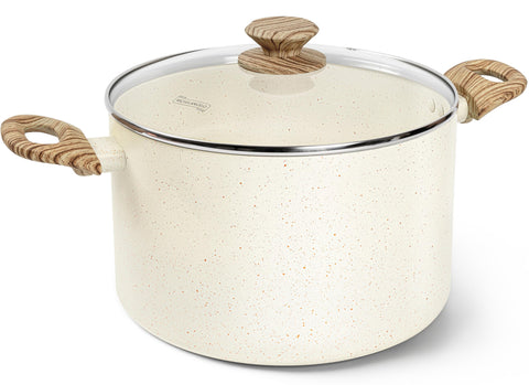 MICHELANGELO Olla stock 8qt con tapa, perfecta para hervir caldos y guisos.