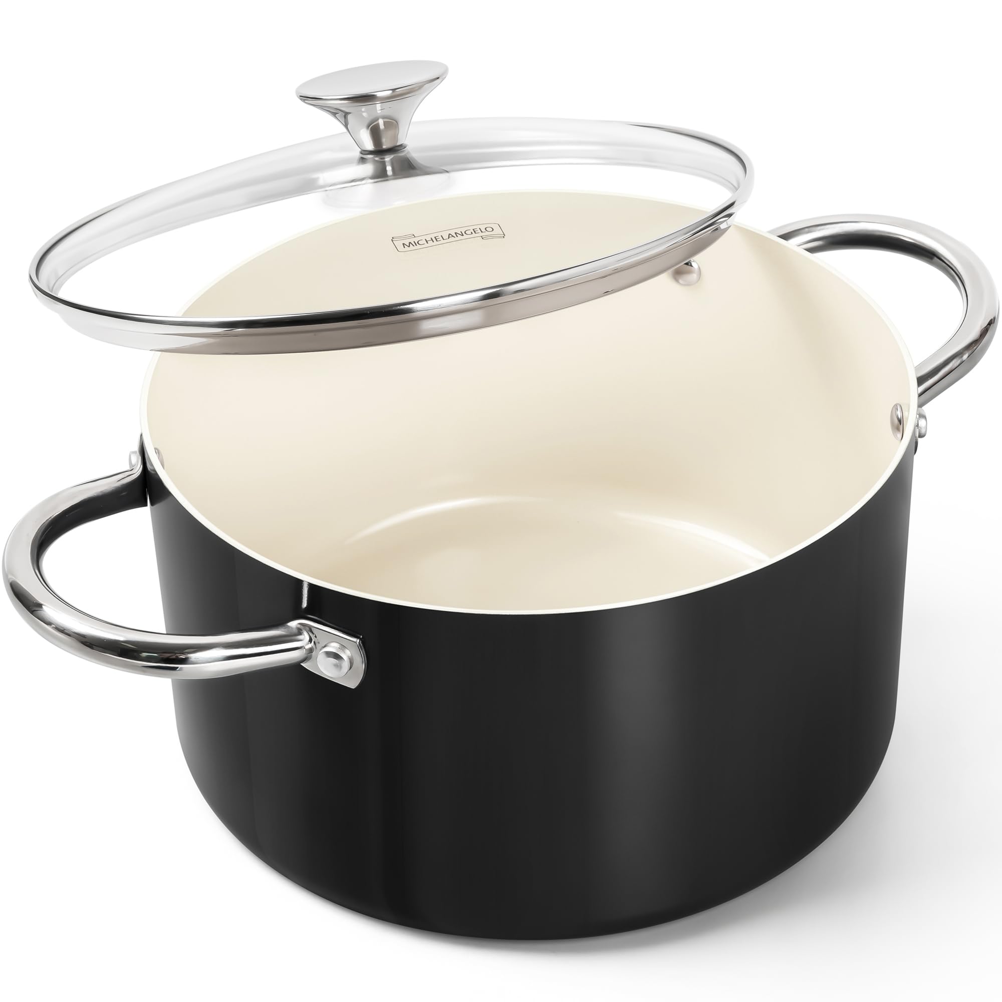 Olla MICHELANGELO con tapa de vidrio para supervisar sin perder calor.
