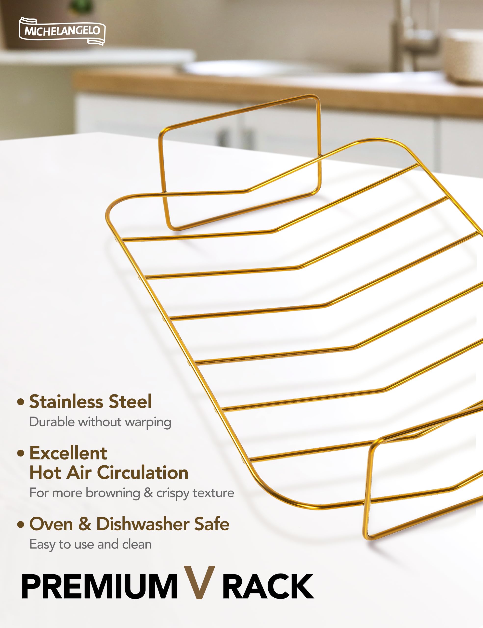 Rejilla dorada MICHELANGELO removible que separa jugos durante el asado.