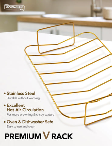 Rejilla dorada MICHELANGELO removible que separa jugos durante el asado.