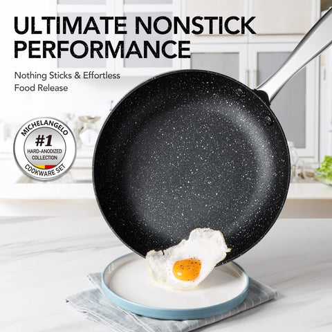 MICHELANGELO: sartén de 10 pulgadas con tapa, antiadherente duradero.