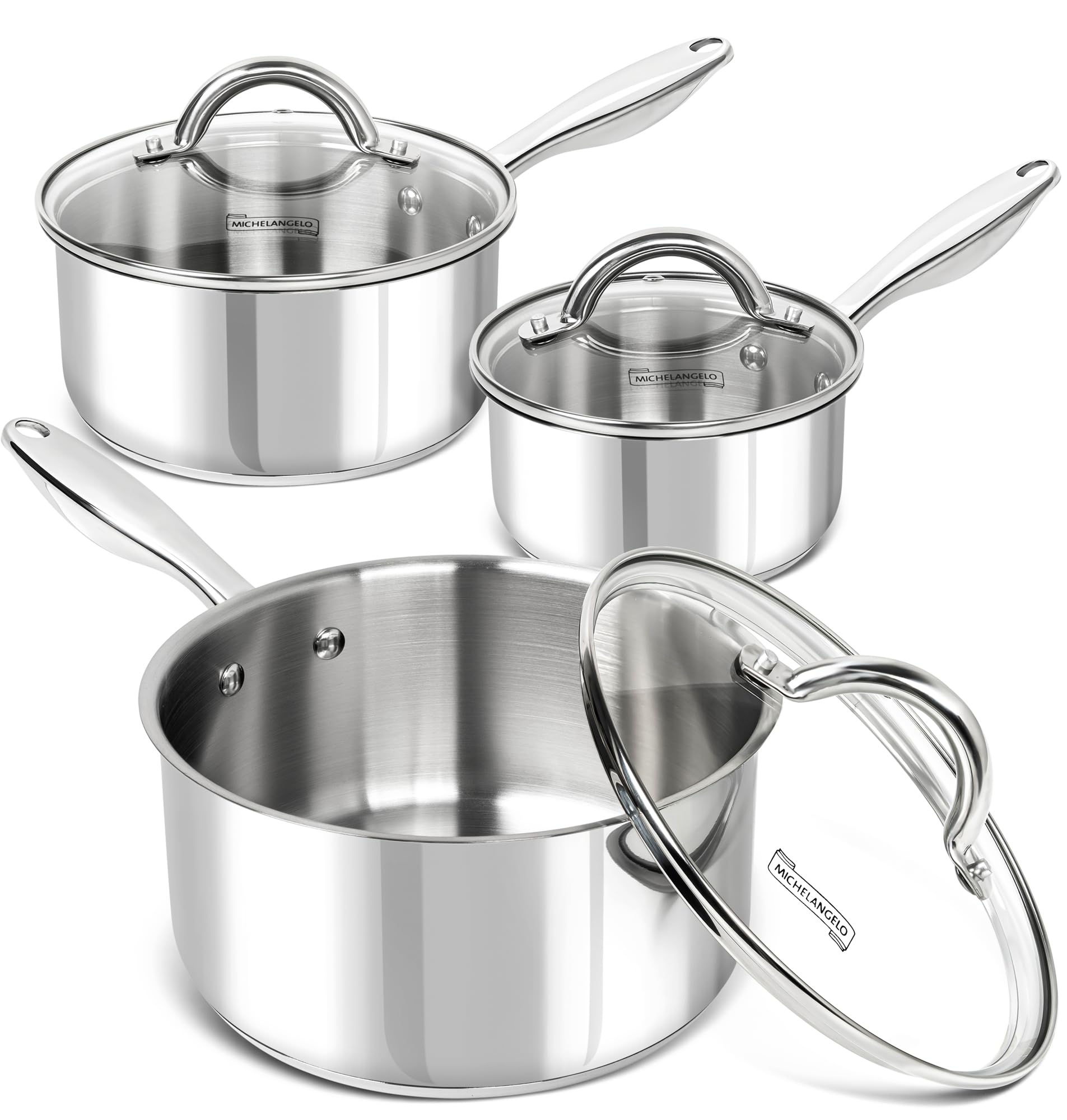Sartén MICHELANGELO 1qt con tapa, vista clara para vigilar cocción