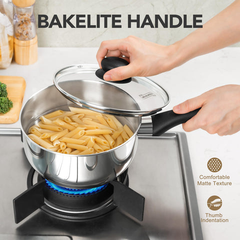 Sartén MICHELANGELO 3QT con tapa, facilita cocinar porciones grandes.