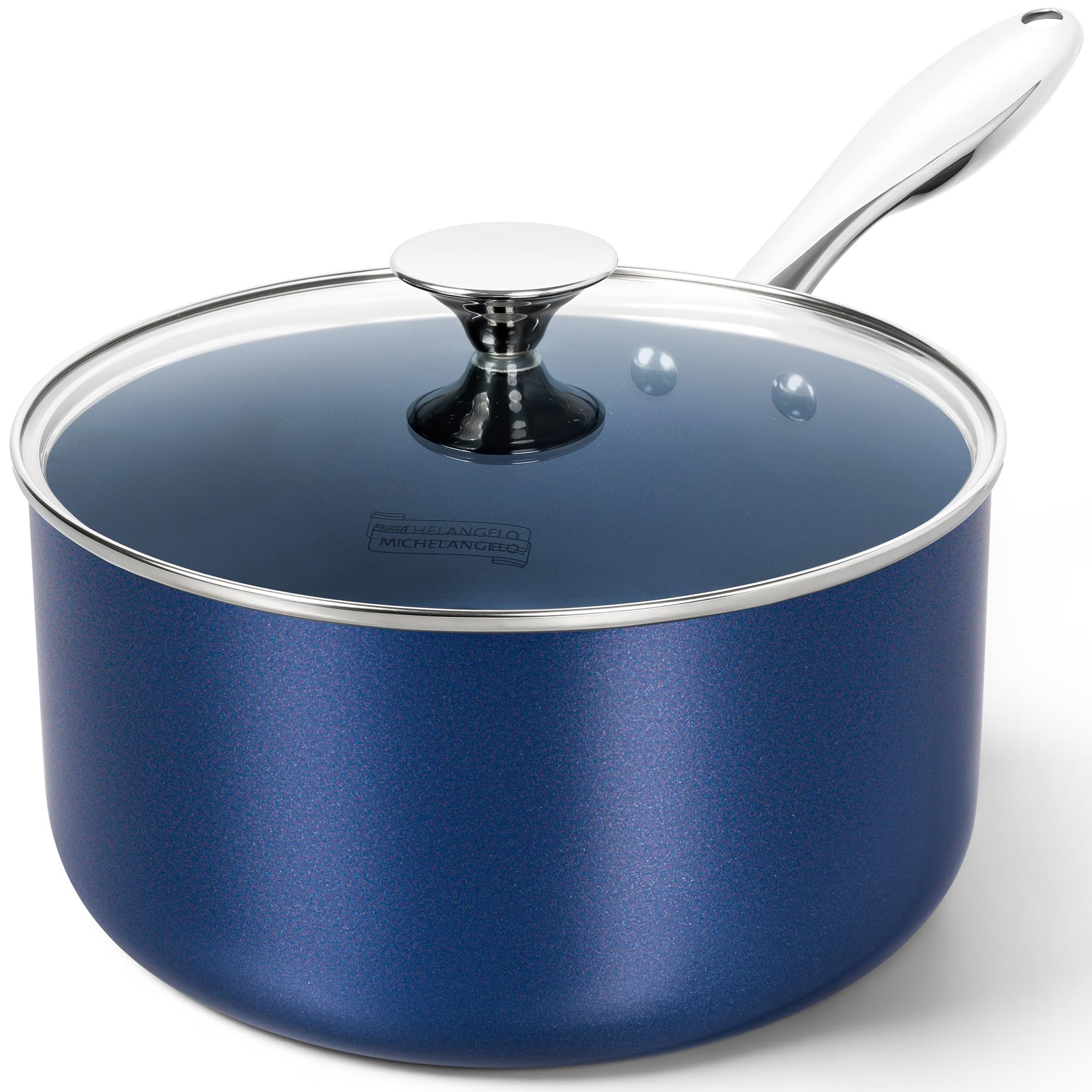 Sartén MICHELANGELO 4 cuartos con tapa azul, ideal para calentar salsas y guisos