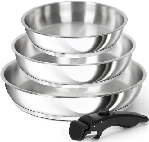 MICHELANGELO sartén 8 pulgadas con mango desmontable para porciones pequeñas.