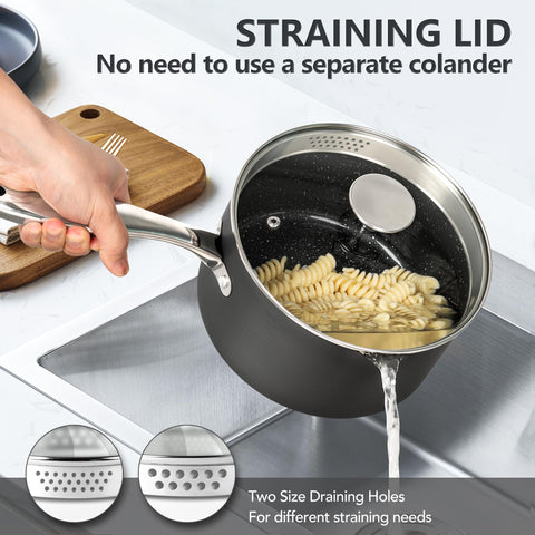 MICHELANGELO set de sartenes 3QT para guisos grandes y porciones familiares