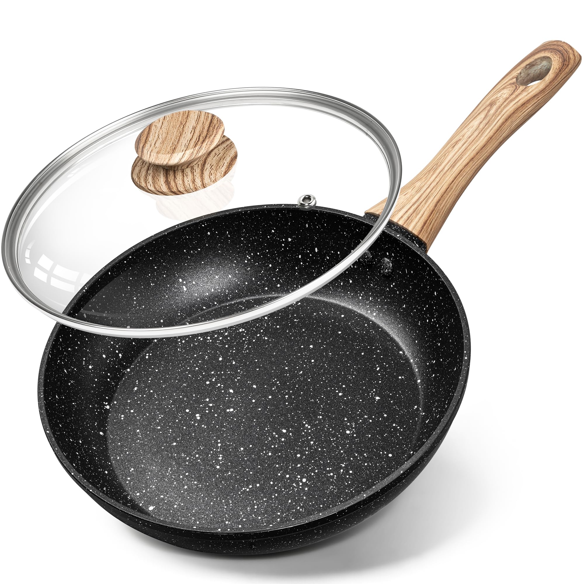 MICHELANGELO sartén antiadherente de 8 pulgadas con tapa para cocinar sin grasa