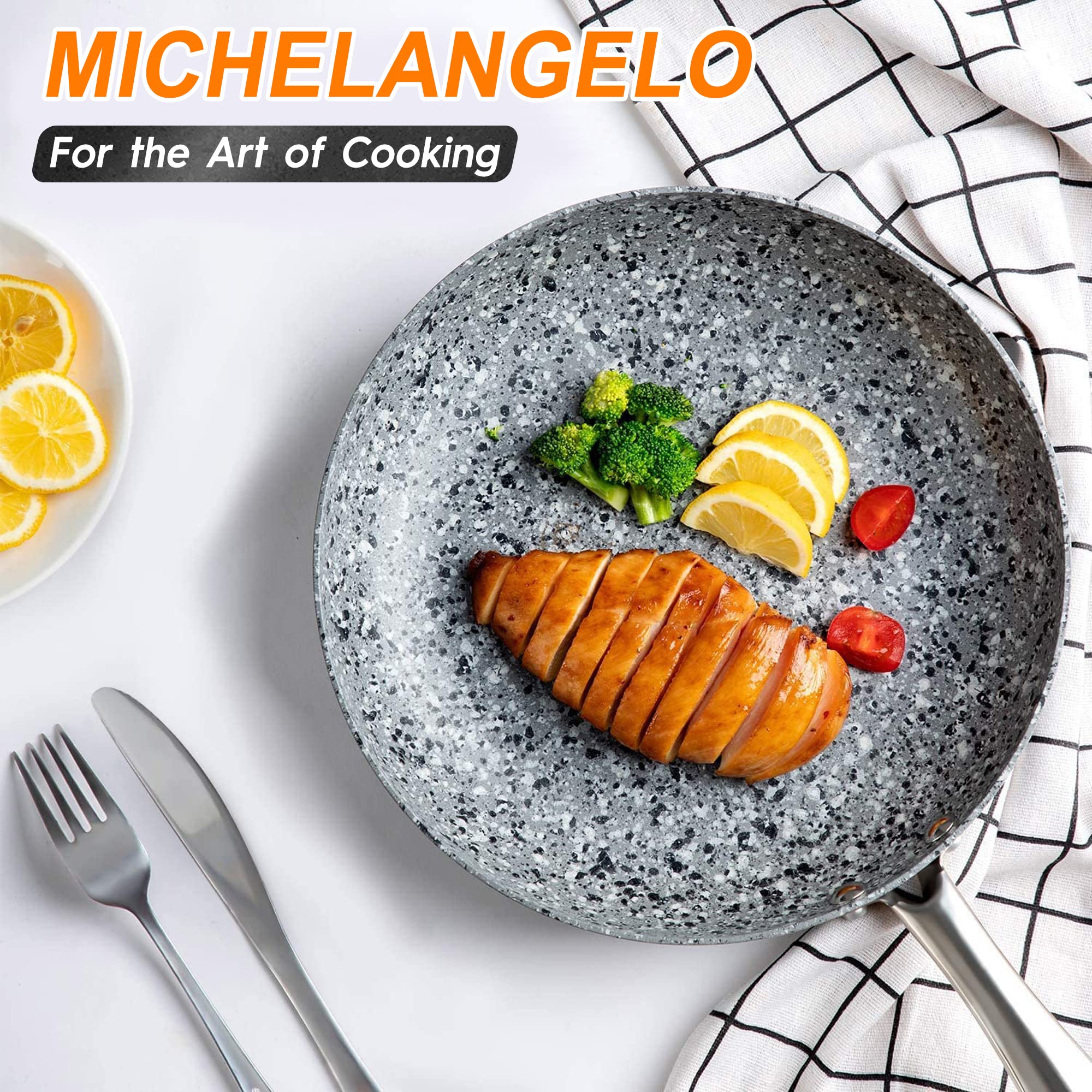 MICHELANGELO sarten horno 450f, soporta horneado seguro