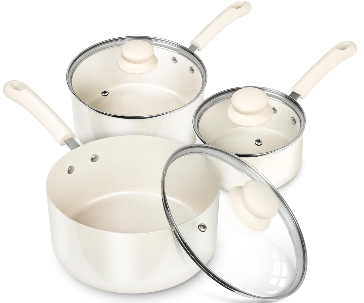 Sartén MICHELANGELO de 1QT con tapa antiadherente para cocción rápida y uniforme.