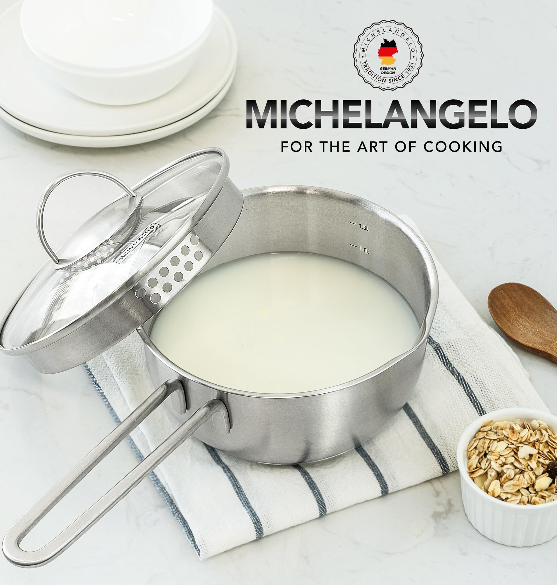 Sartén MICHELANGELO compatible con inducción para cualquier tipo de cocina.