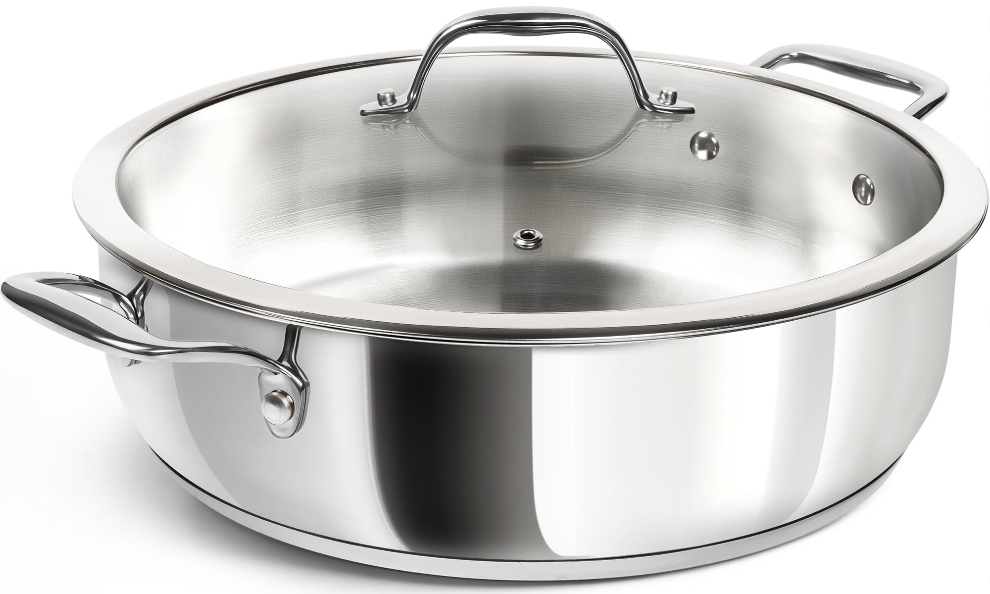 SARTÉN MICHELANGELO inoxidable de 12 pulgadas con tapa para salteados grandes.
