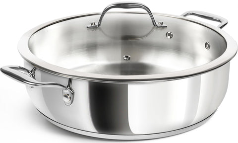 SARTÉN MICHELANGELO inoxidable de 12 pulgadas con tapa para salteados grandes.