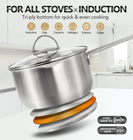 Sartén MICHELANGELO con líneas de medición claras para verter con precisión.