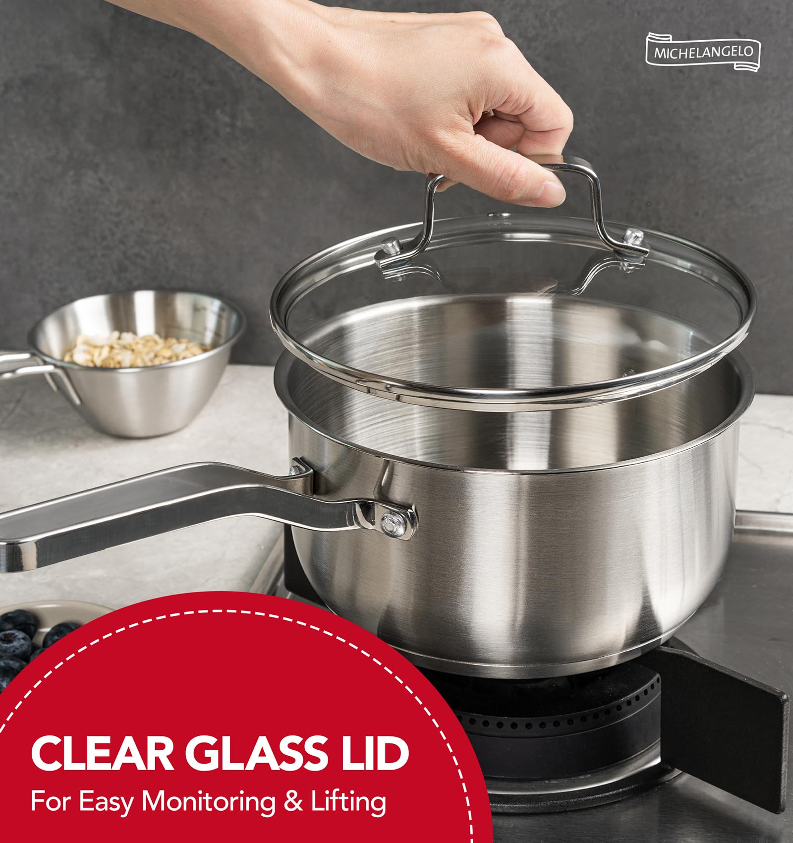 MICHELANGELO tapa de vidrio, sellado de aromas en la cocción.