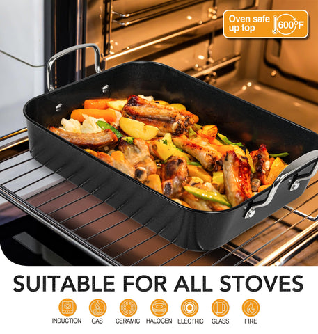 MICHELANGELO bandeja con temperatura máxima de 600f para horneados intensos.