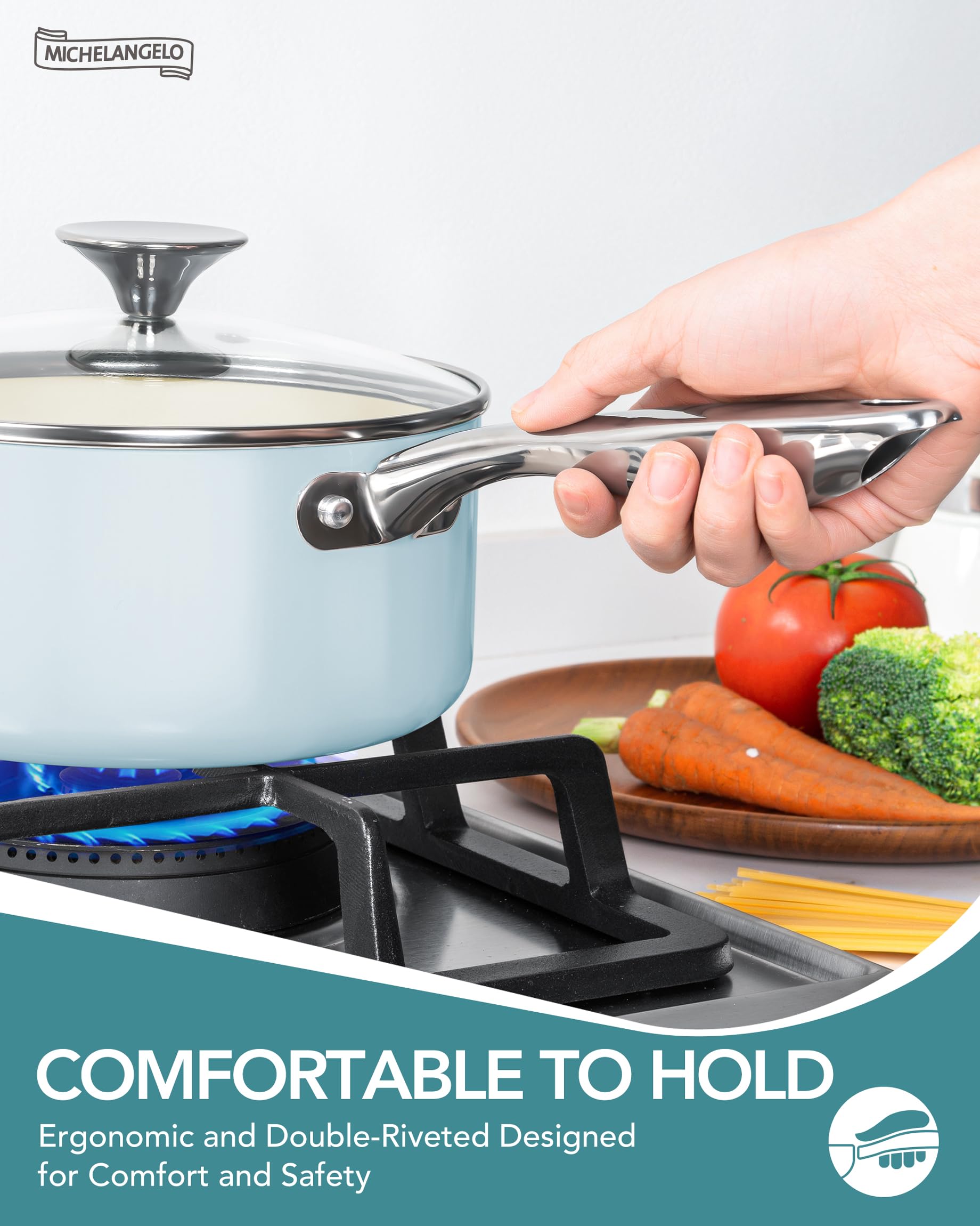 Utensilios de silicona Michelangelo, herramientas suaves para voltear sin rayar.