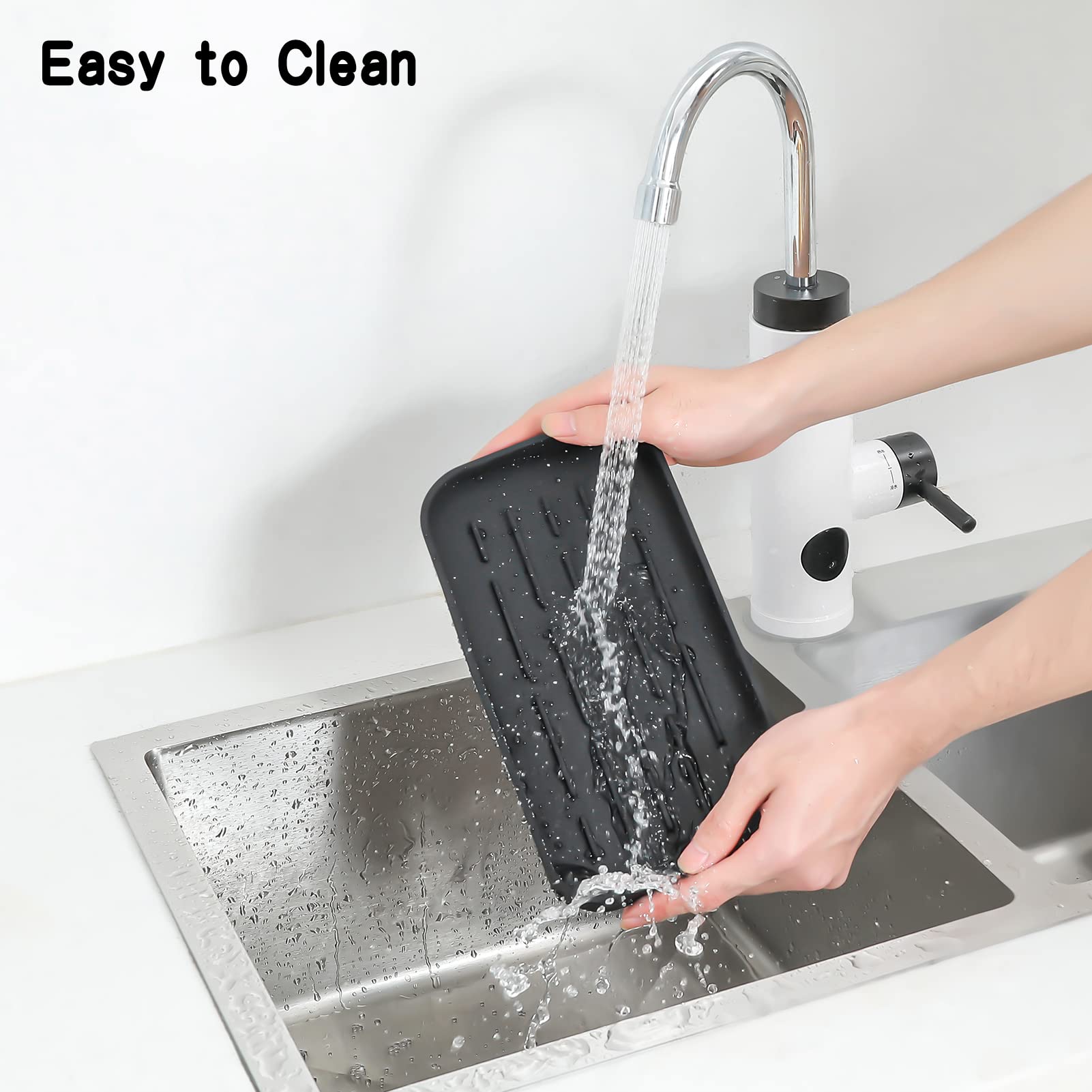 Micoyang bandeja aceites y condimentos silicona negro: organización compacta para encimeras.