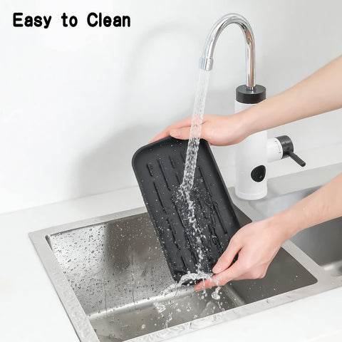 Micoyang bandeja aceites y condimentos silicona negro: organización compacta para encimeras.