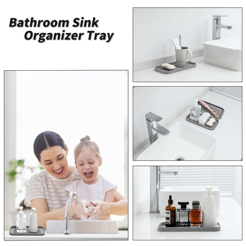 MicoYang organizador de cepillos de limpieza, silicona gris, base antideslizante