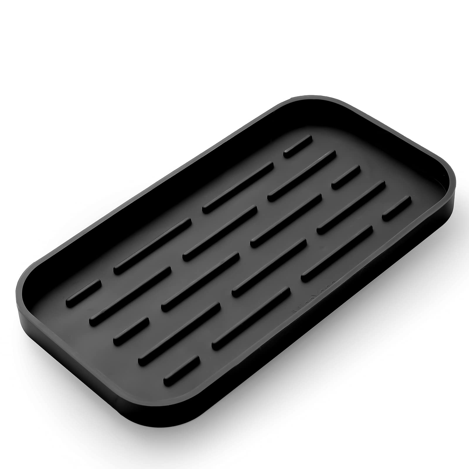 Micoyang organizador fregadero silicona negro: mantiene esponjas y jabones ordenados.