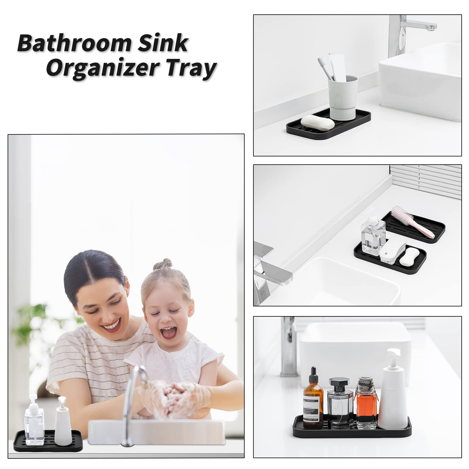 Micoyang porta brochas silicona negro: ordena cepillos y productos de baño.