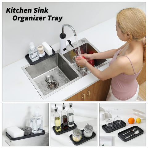 Micoyang porta dispensador jabón silicona negro: organización limpia en la cocina.