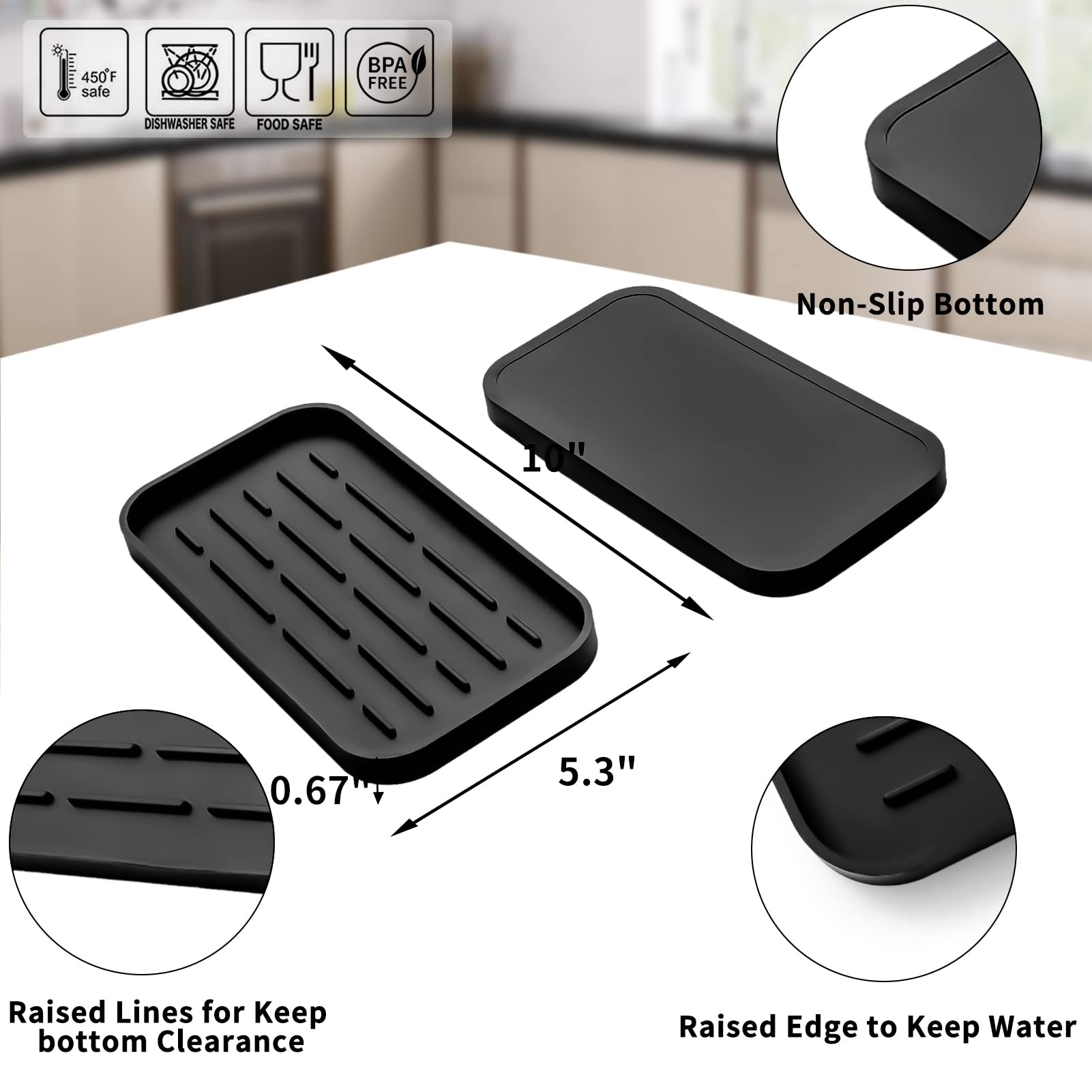 Micoyang porta esponjas silicona negro: fácil acceso y secado rápido.