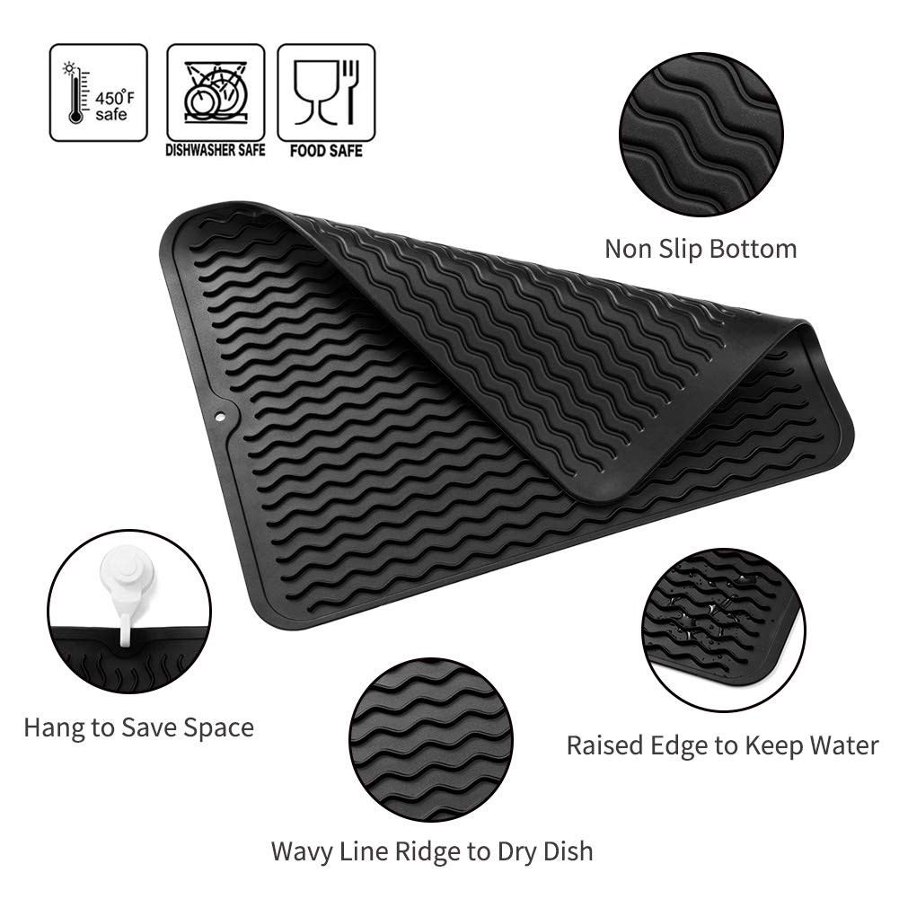 Tapete de silicona MicoYang para secado de cubiertos, superficie suave y limpieza rápida.