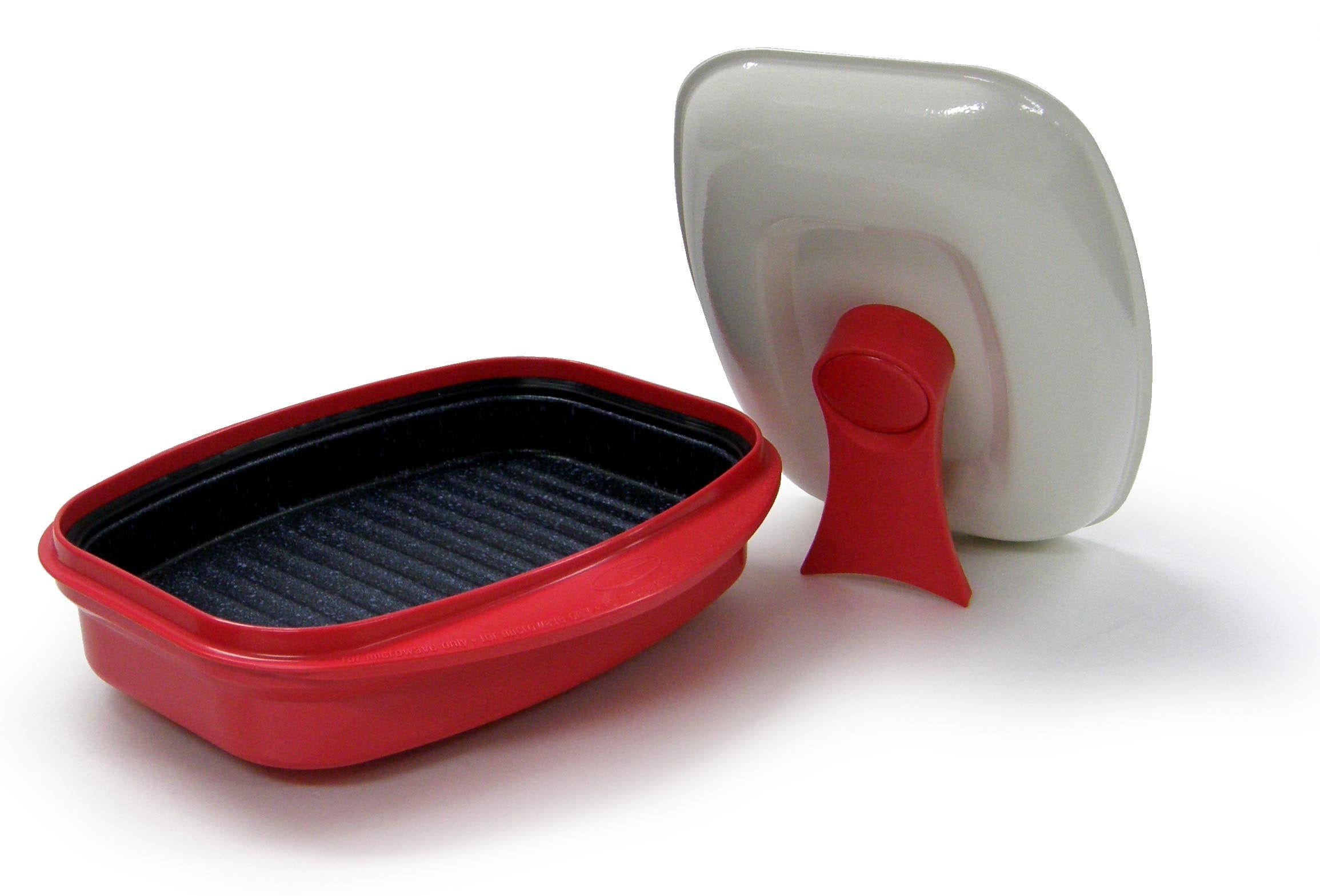 Microhearth sarten para microondas con tapa muestra dorado uniforme para asar