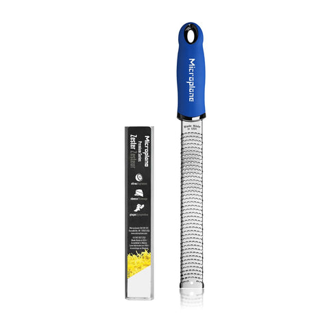 Microplane Premium Classic Zester azul, rallado de cítricos para realzar sabor.