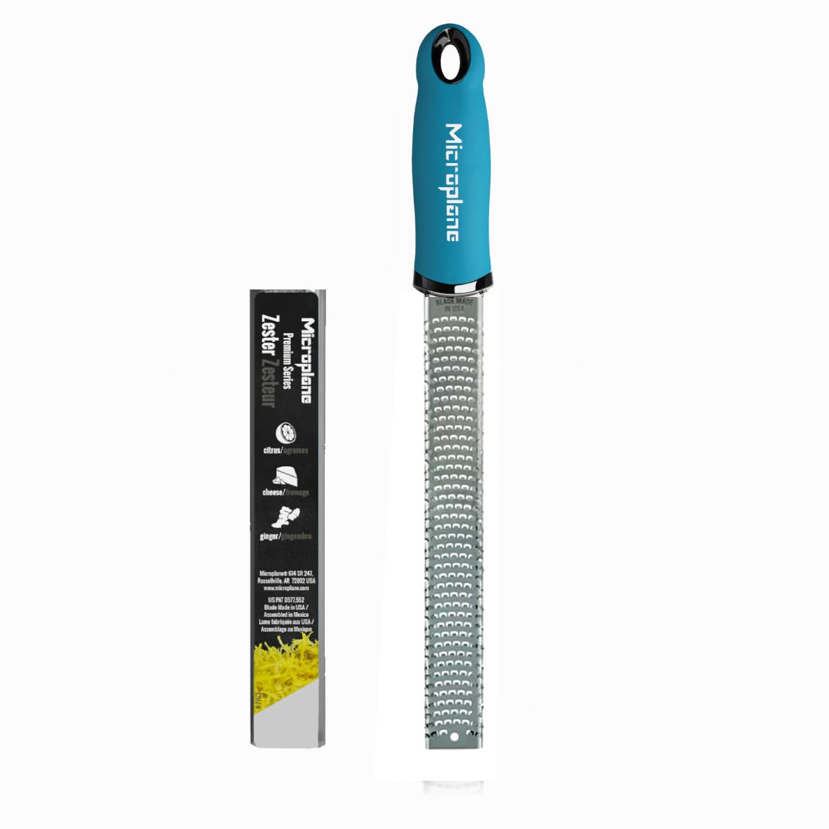 Microplane Premium Classic Turquesa, zester para cítricos, realza aromas sin amargor.
