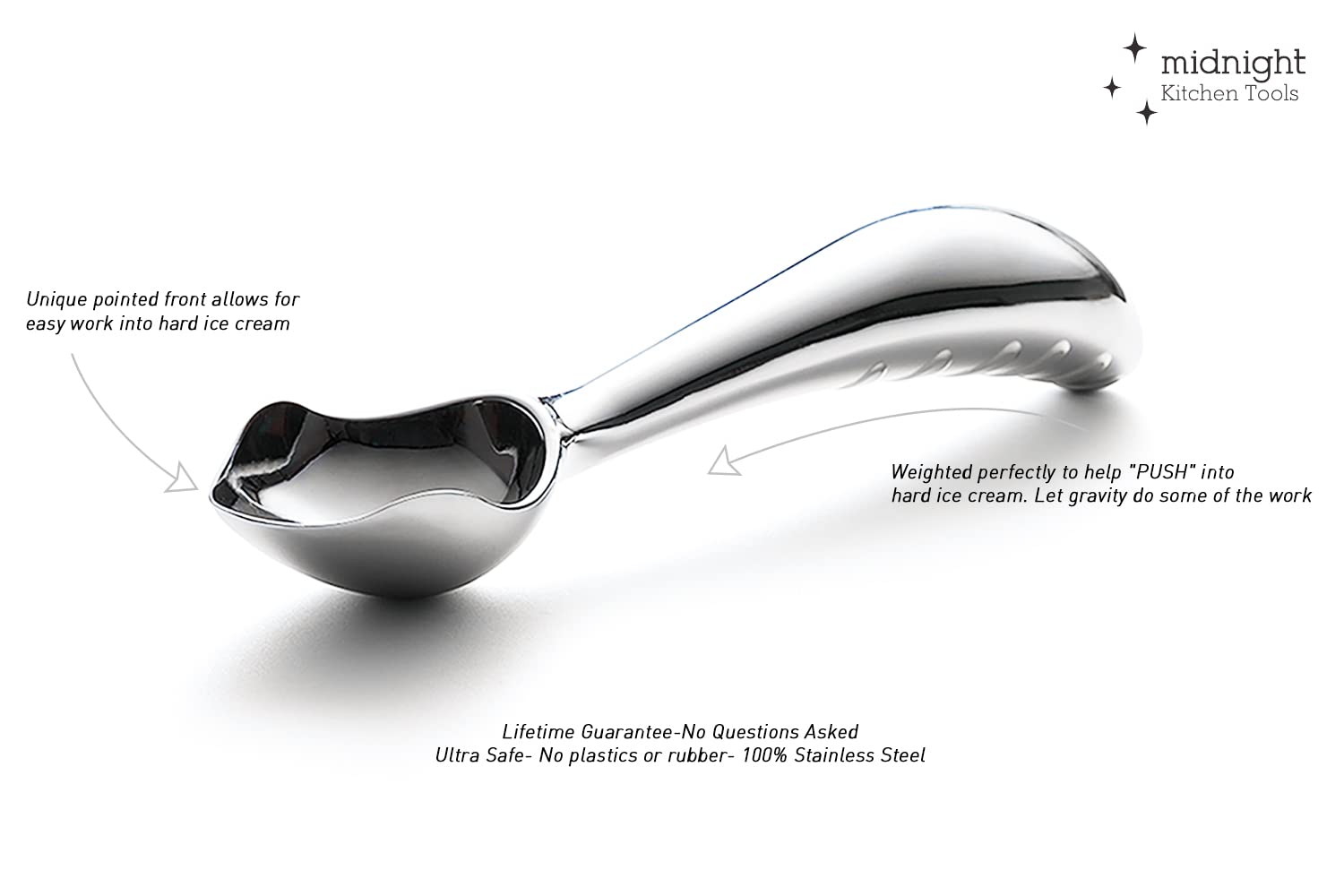 Midnight Scoop mango-ergonomico, ofrece agarre cómodo para muñecas.
