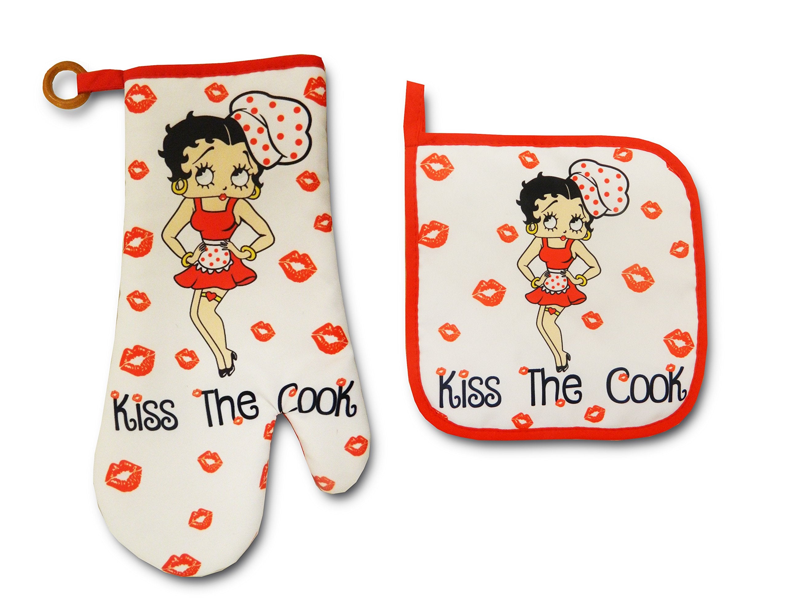 Guante de horno Betty Boop de Midsouth con diseño Kiss The Cook para manejo seguro de utensilios calientes